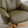 Dubai Recliner Chair & Footstool in Olive Green Plush 